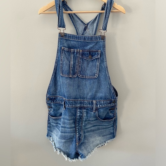 American Eagle Distressed Hem Denim Overalls - Picture 1 of 3